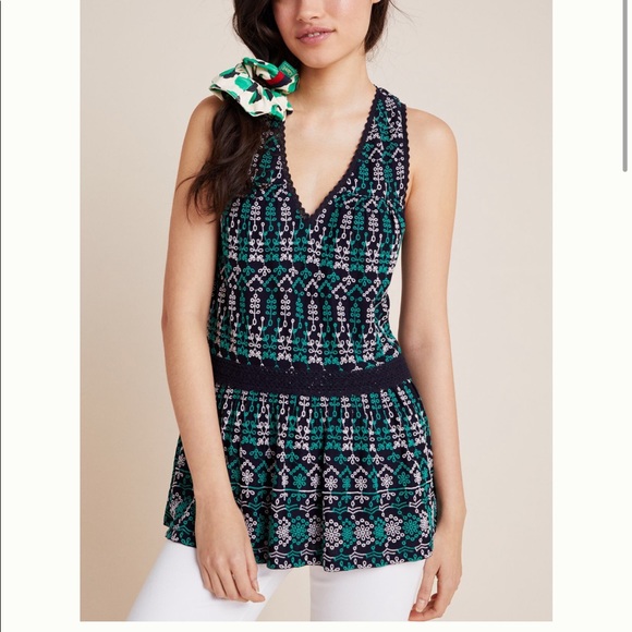 Anthropologie Tops - Maeve X Anthropologie sz L embroidered peplum top!